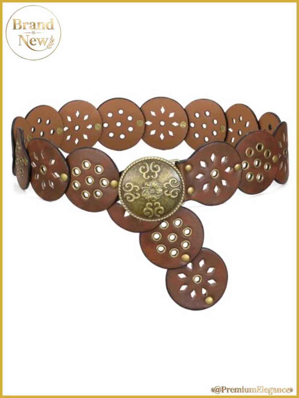 Vintage Western Disc Belt Wide Boho Concho Faux Leather Cowgirl